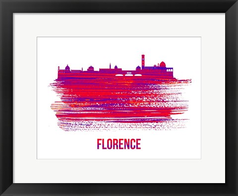 Framed Florence Skyline Brush Stroke Red Print