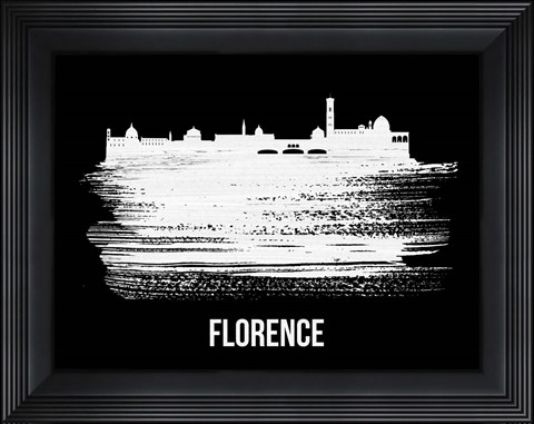Framed Florence Skyline Brush Stroke White Print