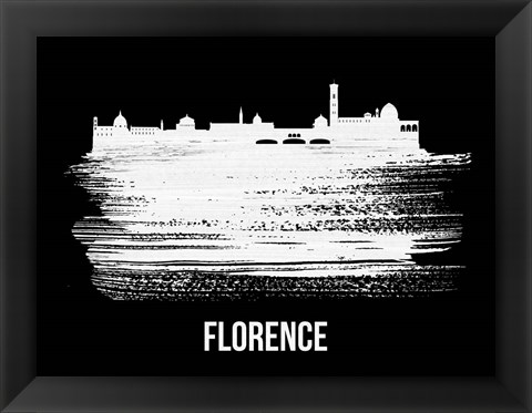 Framed Florence Skyline Brush Stroke White Print