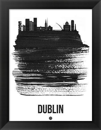 Framed Dublin Skyline Brush Stroke Black Print