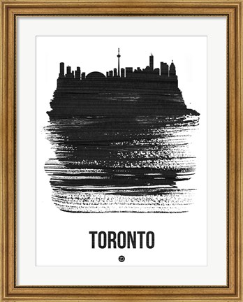 Framed Toronto Skyline Brush Stroke Black Print