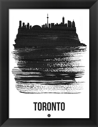 Framed Toronto Skyline Brush Stroke Black Print