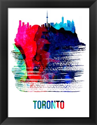 Framed Toronto Skyline Brush Stroke Watercolor Print