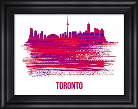 Framed Toronto Skyline Brush Stroke Red Print