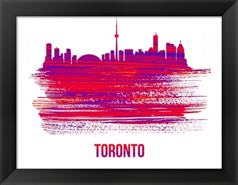 Framed Toronto Skyline Brush Stroke Red Print