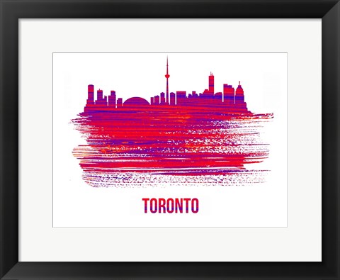 Framed Toronto Skyline Brush Stroke Red Print