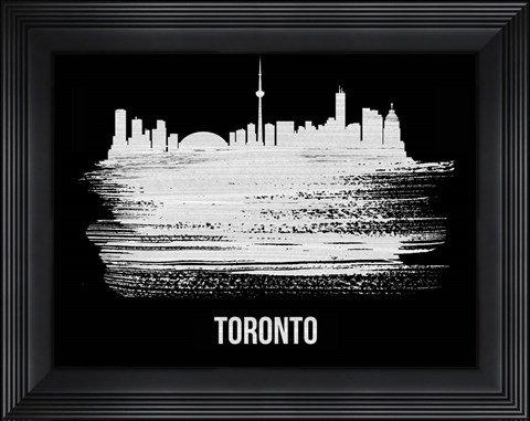 Framed Toronto Skyline Brush Stroke White Print