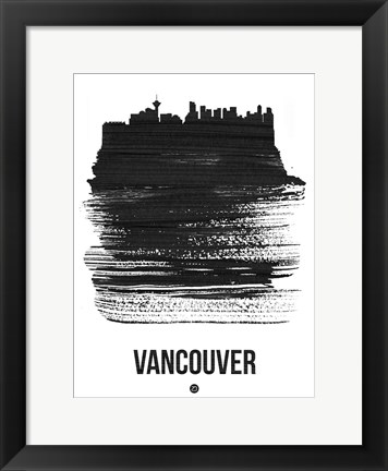 Framed Vancouver Skyline Brush Stroke Black Print