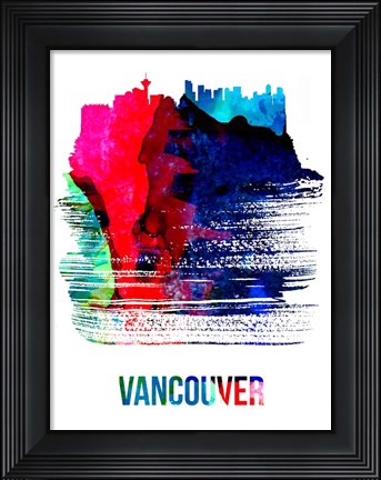 Framed Vancouver Skyline Brush Stroke Watercolor Print