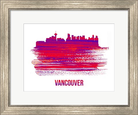 Framed Vancouver Skyline Brush Stroke Red Print