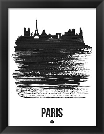 Framed Paris Skyline Brush Stroke Black Print