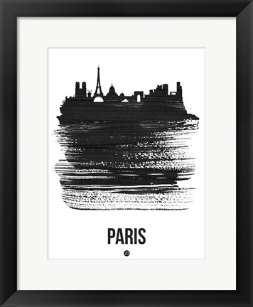 Framed Paris Skyline Brush Stroke Black Print