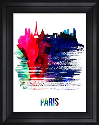 Framed Paris Skyline Brush Stroke Watercolor Print