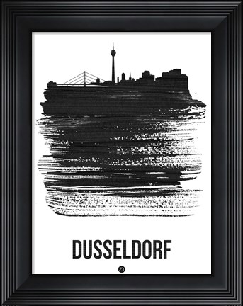 Framed Dusseldorf Skyline Brush Stroke Black Print