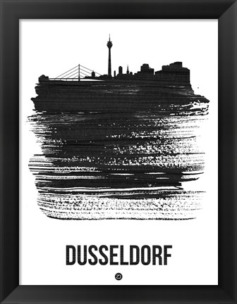 Framed Dusseldorf Skyline Brush Stroke Black Print