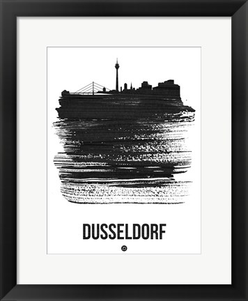 Framed Dusseldorf Skyline Brush Stroke Black Print