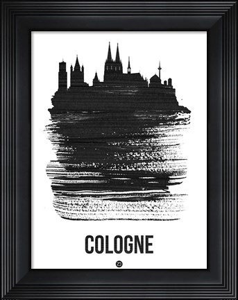Framed Cologne Skyline Brush Stroke Black Print