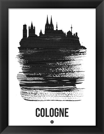 Framed Cologne Skyline Brush Stroke Black Print