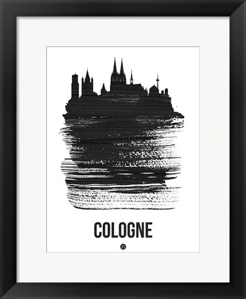 Framed Cologne Skyline Brush Stroke Black Print