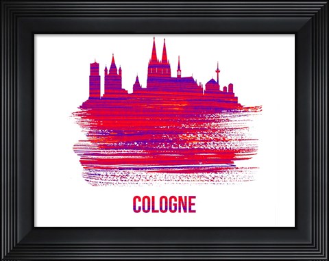 Framed Cologne Skyline Brush Stroke Red Print