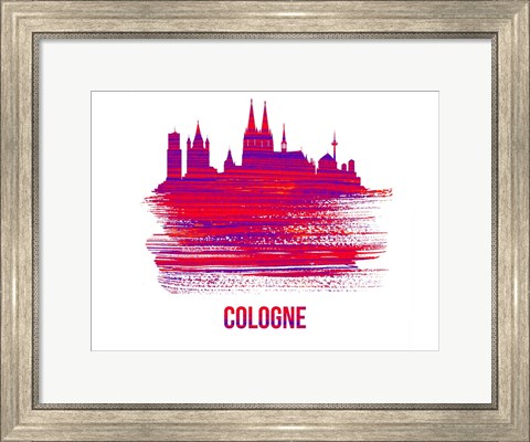 Framed Cologne Skyline Brush Stroke Red Print