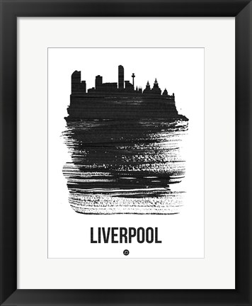 Framed Liverpool Skyline Brush Stroke Black Print