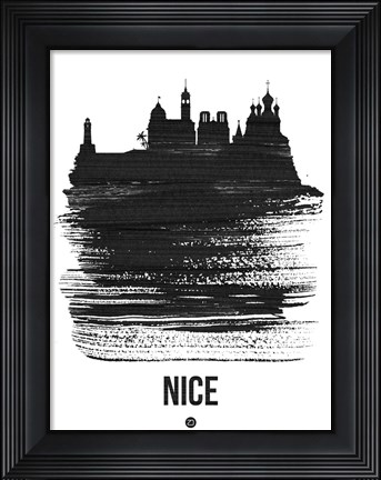 Framed Nice Skyline Brush Stroke Black Print