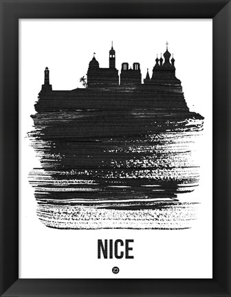 Framed Nice Skyline Brush Stroke Black Print