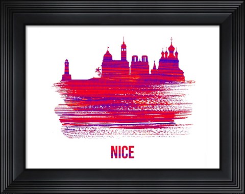 Framed Nice Skyline Brush Stroke Red Print