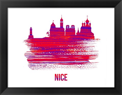 Framed Nice Skyline Brush Stroke Red Print