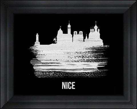 Framed Nice Skyline Brush Stroke White Print