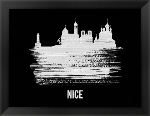 Framed Nice Skyline Brush Stroke White Print