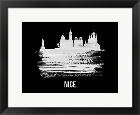 Framed Nice Skyline Brush Stroke White Print