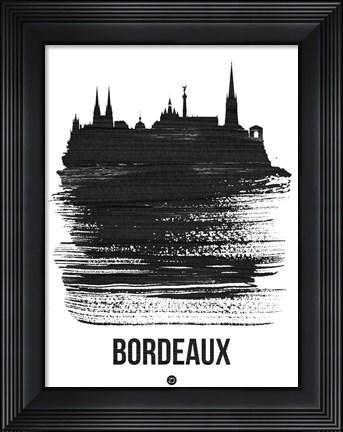 Framed Bordeaux Skyline Brush Stroke Black Print