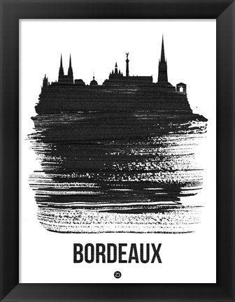 Framed Bordeaux Skyline Brush Stroke Black Print