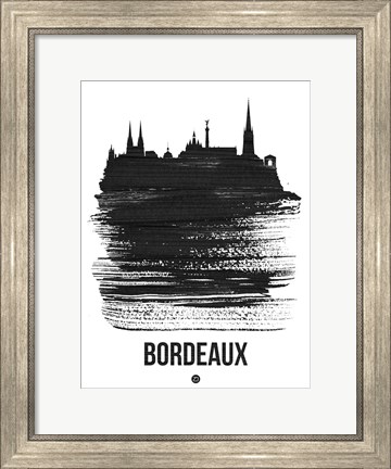 Framed Bordeaux Skyline Brush Stroke Black Print