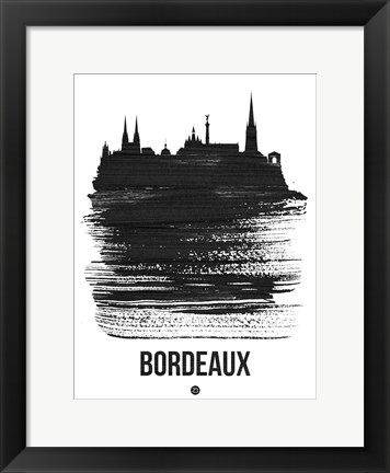 Framed Bordeaux Skyline Brush Stroke Black Print
