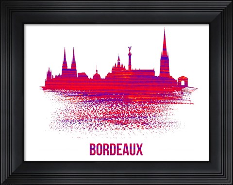 Framed Bordeaux Skyline Brush Stroke Red Print