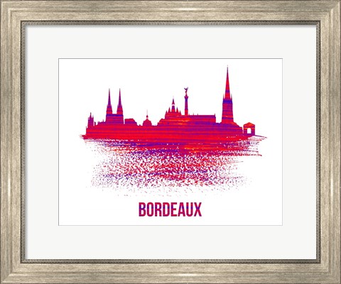 Framed Bordeaux Skyline Brush Stroke Red Print