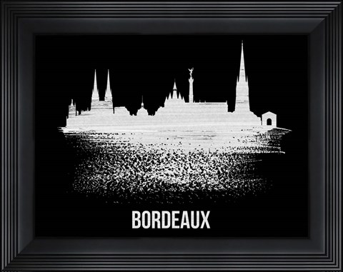 Framed Bordeaux Skyline Brush Stroke White Print