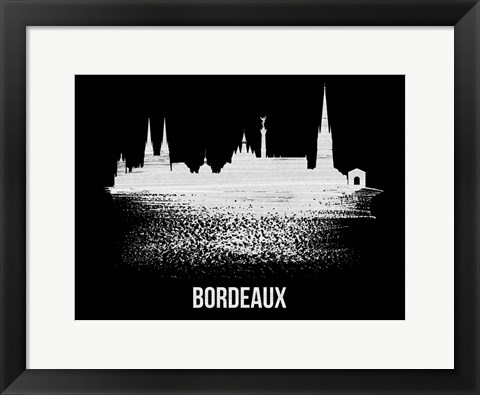 Framed Bordeaux Skyline Brush Stroke White Print