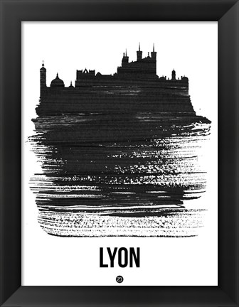 Framed Lyon Skyline Brush Stroke Black Print