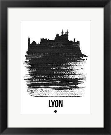 Framed Lyon Skyline Brush Stroke Black Print