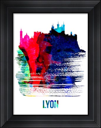 Framed Lyon Skyline Brush Stroke Watercolor Print