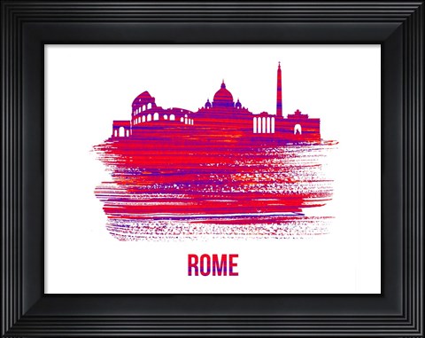 Framed Rome Skyline Brush Stroke Red Print