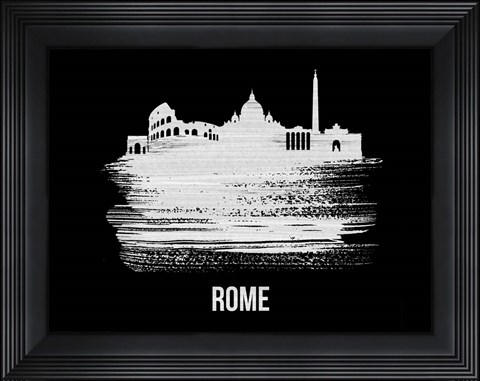 Framed Rome Skyline Brush Stroke White Print