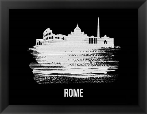 Framed Rome Skyline Brush Stroke White Print