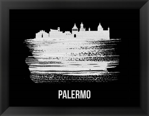 Framed Palermo Skyline Brush Stroke White Print