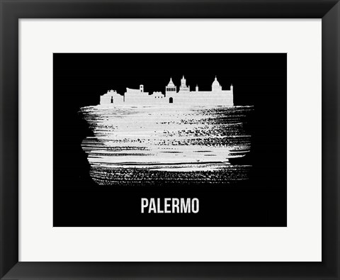 Framed Palermo Skyline Brush Stroke White Print