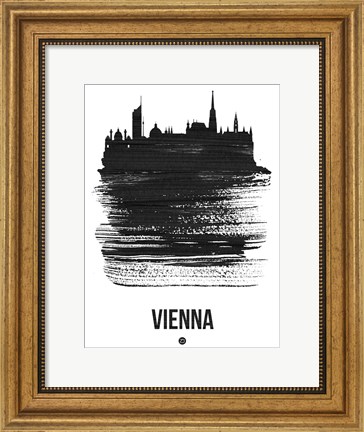 Framed Vienna Skyline Brush Stroke Black Print